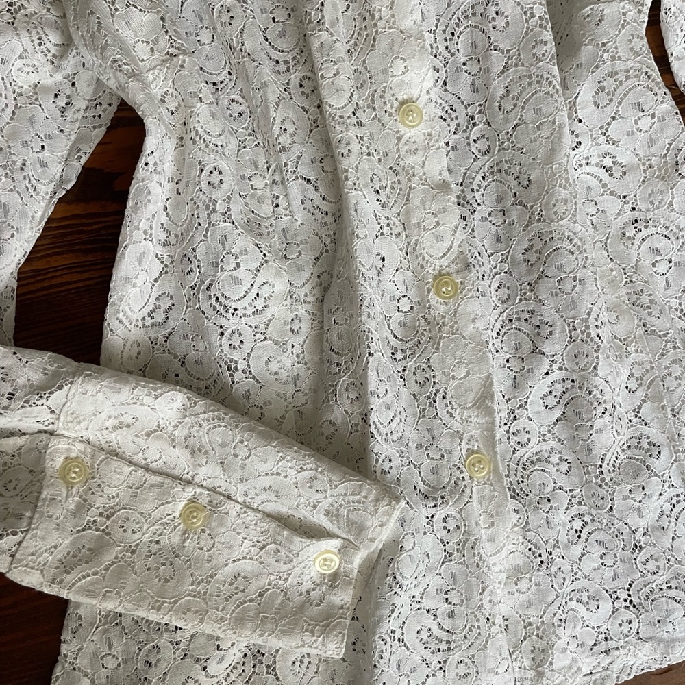 Vintage Elegant White Lace Women's Blouse - Picture 3 of 6